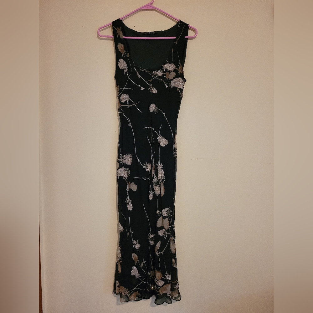 J Kara Black and Silver Floral Dress